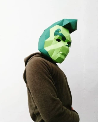 GRINCH Mask DIY, Lowpoly Papercraft, Christmas