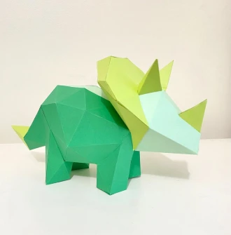 Triceratops dino 3D papercraft. You get PDF digital file templates and instruction for this DIY modern paper decoration.