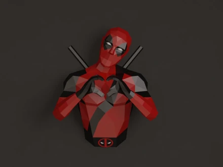 Deadpool Love Papercraft, PDF Templates, Paper Art, 3D Design for Crafts, Home Decor, Do It Yourself, 3DIER, PDF Patterns, Papercraft Templates, Low Poly