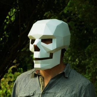 Skull Mask 3D Papercraft Template, Low Poly Paper Mask, Unique Halloween Costume, Cosplay PDF Pattern, DIY Human Skull