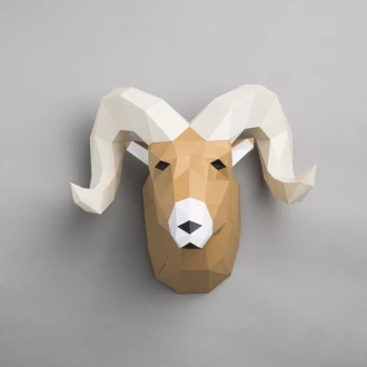 Ram head papercraft. You get a PDF digital file templates and instructions for this DIY (do it yourself) modern paper sculpture.