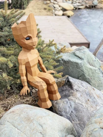 Baby Groot Papercraft Hero, Paper Sculpture, Low Poly PDF Template, DIY Decor & Gift