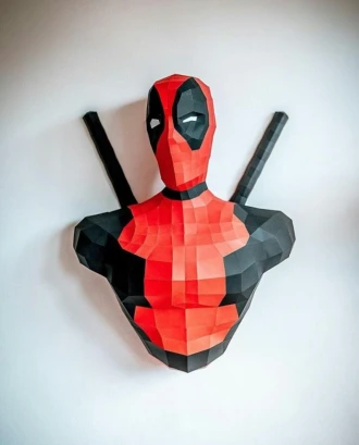 Deadpool Papercraft Hero, Paper Sculpture, Low Poly PDF Template, DIY Decor & Gift