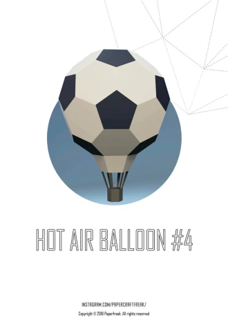 Papercraft 3D HOT AIR BALLOON all in one pepakura Low Poly Paper Sculpture DiY gift Deor home office pattern template decoration holydays