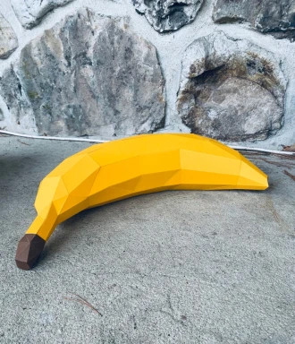 Banana papercraft. You get PDF digital templates and instructions for DIY modern lowpoly paper sculpture.