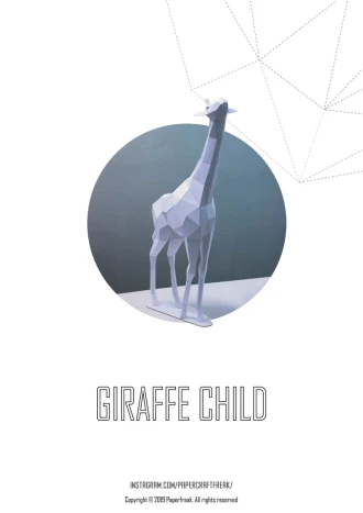 Papercraft 3D GIRAFFE CHILD pepakura Pdf template Low polygonal Paper Sculpture Diy Decor home loft office African animal lover eco friendly