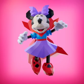 Papercraft Minnie Halloween template, DIY PDF, FDX, Svg Low Poly, raton, mouse, dia de muertos origami, Pepakura, Paper Model, 3D