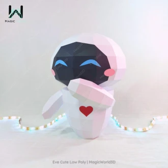 Cute Eve Low Poly, Papercraft, PDF template, Paper model, Sculpture, 3D puzzle, Polygonal model, Lowpoly