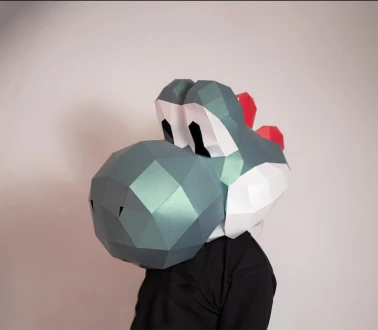 YOSHI Mask DIY, Lowpoly Papercraft, Super Mario