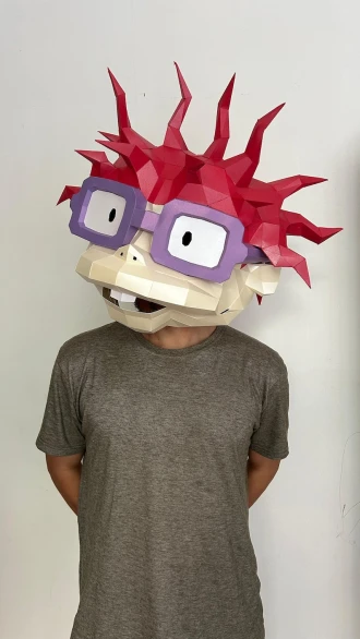 CHUCKIE FINSTER Mask DIY, Lowpoly Papercraft, Rugrats Papercraft