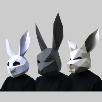 COMBO #1 Rabbit paper mask template - paper mask, papercraft mask, masks, 3d mask, low poly mask, 3d paper mask template, animal mask halloween