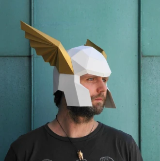 Winged Herald's Helmet, Papercraft Template