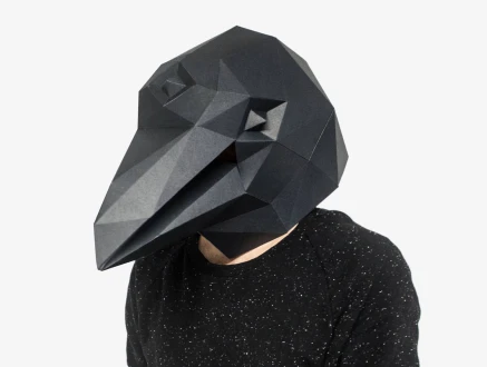 Raven Mask, Crow Mask, Gift Idea, DIY Printable Animal Mask, Instant Pdf Download, 3D Low Poly Masks, Papercraft Template, Origami Bird Mask