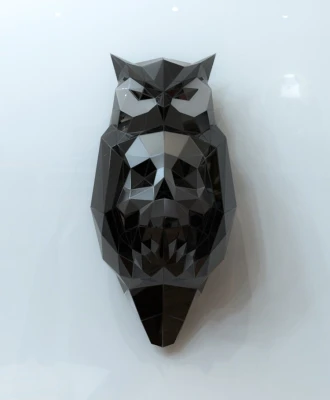 Owl Skull Papercraft, Lowpoly, Lowpoly Papercraft