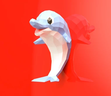 Baby Dolphin Papercraft, Lowpoly, Lowpoly Papercraft