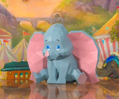 Dumbo Elephant Papercraft, Lowpoly, Lowpoly Papercraft