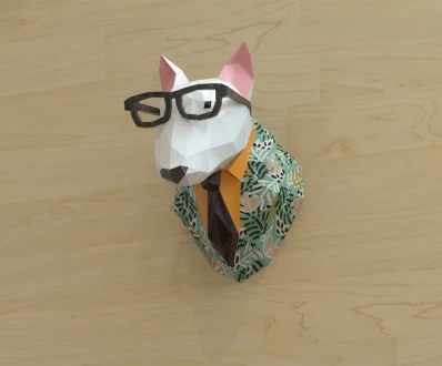 Mr. Bull Terrier Wall Decor Papercraft, Lowpoly, Lowpoly Papercraft
