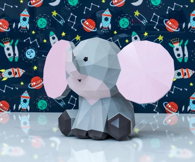 Baby Elephant Papercraft, Lowpoly, Lowpoly Papercraft
