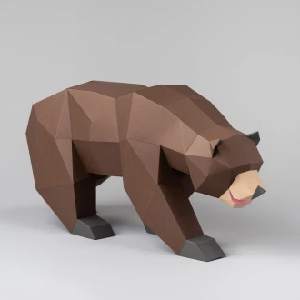 Brown Grizzly Bear 3d papercraft. You get a PDF digital file template and instructions for this DIY (do it yourself) paper sculpture.