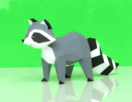 Raccoon Papercraft, Lowpoly, Lowpoly Papercraft