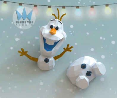 Olaf Wall Decor Papercraft, Lowpoly, Lowpoly Papercraft