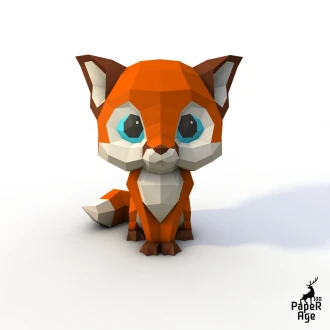 Little Fox, Fox, Лисенок, Лиса, Papercraft, Pepakura, Lowpoly, Low Polygon, 3D Papercraft, handmade, Paper Sculptures, DIY origami, Design