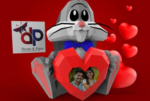 Cute Bunny Love Papercraft , PDF Template, DIY 3d Model, FanArt, Paper Sculpture, Low Poly, Pepakura, Craft, Manualidad, Arte de Papel