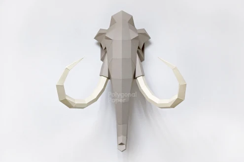 Mammoth Head: Digital Files for Papercraft. Printable PDF Template. 3d Origami Low Poly Model DIY.