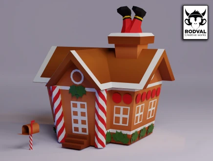 GINGERBREAD HOUSE BOX, Papercraft, Template, DIY, Paper, Low Poly, Holiday, 3D Model, Pdf Low Poply, december, merry, Xmas