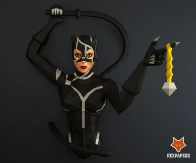 Catwoman Papercraft, PDF Template, DIY 3d Model, FanArt, Paper Sculpture, Low Poly, Pepakura Craft, Manualidad