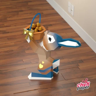 Bunny 4 Papercraft, Low Poly Bunny, Low poly animal, Paper Rabbit, Easter egg, Easter Bunny. Comes with Bonus, Basketball
