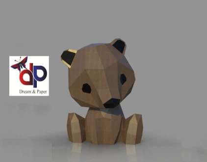 Little bear Christmas Papercraft , PDF Template, DIY 3d Model, FanArt, Paper Sculpture, Low Poly, Pepakura, Craft, Manualidad, Arte de Papel