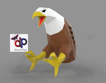 Eagle With Light Papercraft , PDF Template, DIY 3d Model, FanArt, Paper Sculpture, Low Poly, Pepakura, Craft, Manualidad, Arte de Papel