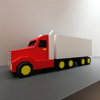 Papercraft truck, koopa, Pdf format, digital template, 3D, paper, pepakura, trailer, paper, origami pepakura