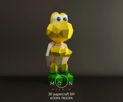 Koopa Troopa, Enemy, DIY, Papercraft, PDF, Low Poly, 3D model, Craft, Paper, Mario, Retro Game, Nes, Snes, GBA, Gb