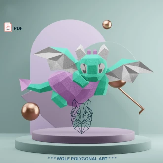 Baby Dragon Papercraft Trophy: DIY 3D Low Poly Model (PDF Template)