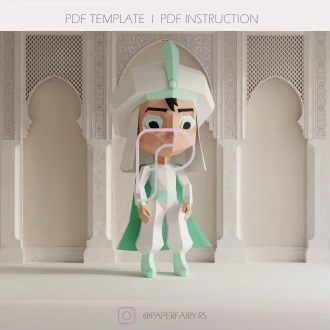 Aladdin Chibi Papercraft Template | Low Poly 3D Gift Box PDF | DIY Instant Download!