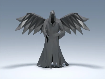 Papercraft halloween Ghost with wings, low poly winged angel template, halloween decor, DIY template, PDF download, pepakura ghost template