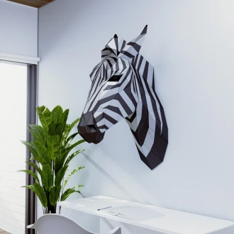 Stunning Wall-Mounted Zebra Sculpture in 3D Polygonal Papercraft Style – Modern, Artistic Home Decor