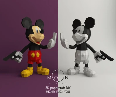 Mickey One Hand, DIY, Papercraft, pdf, Low Poly, 3D model, Craft, Paper, Disney, Cricut, Cameo, Moon Studio