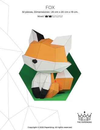 Fox Papercraft 3D – Low poly fox DIY | pdf template for paper sculpture | home & office decor | pepakura animal model