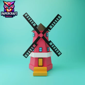 Windmill Papercraft – 3D Low Poly Dutch mill Template, DIY Paper Model, PDF Template, Decor, Kids Craft, Paper Sculpture