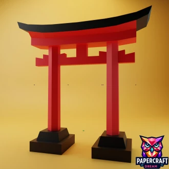 Japanese Torii Gate Papercraft – 3D Low Poly Shrine Template, DIY Paper Model, PDF Template, Decor, Kids Craft, Paper Sculpture