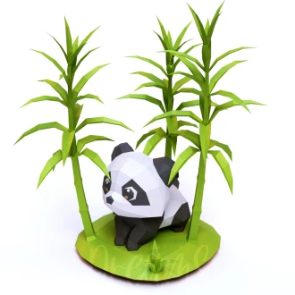 Papercraft Templates Baby Panda In The Bamboo Forest PDF