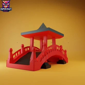 Japanese Bridge Papercraft – 3D Low Poly Japan Zen Bridge Template, DIY Paper Model, PDF Template, Decor, Kids Craft, Paper Sculpture