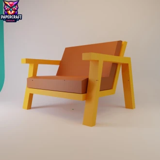 Armchair Miniature Papercraft – 3D Low Poly Miniature Dollhouse Furniture , DIY Paper Model, PDF Template, Decor, Kids Craft, Paper Sculpture