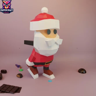 Santa Ice Skating Papercraft – 3D Low Poly Christmas Decor Template, DIY Paper Model, PDF Template, Decor, Kids Craft, Paper Sculpture