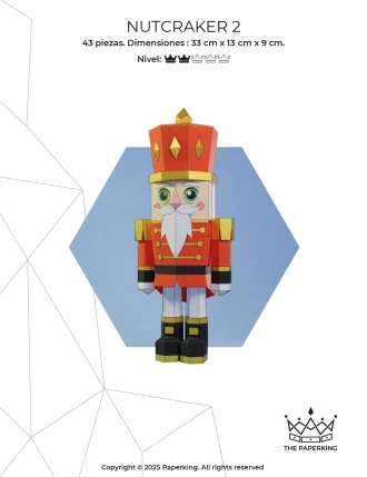 Nutcracker 2 Cascanueces 2 Papercraft 3D, pepakura Pdf template Low polygonal Paper Sculpture Diy Decor home loft office gift