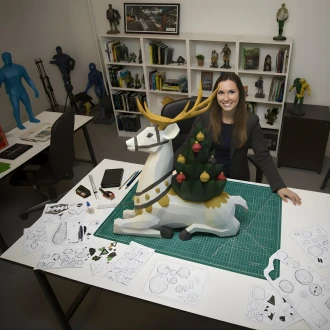 Christmas Reindeer Papercraft, PDF Template, DIY 3d Model, FanArt, Paper Sculpture, Low Poly, Pepakura Craft, Manualidad