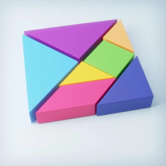 3D Tangram Puzzle Cube Low poly Papercraft, DIY, PDF